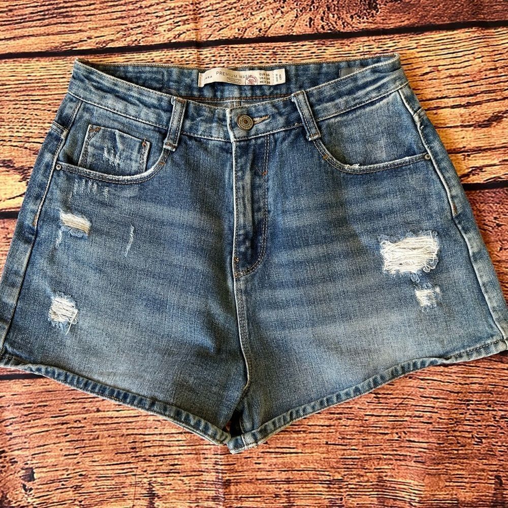 Zara‎ Premium Trafaluc Denim Jeans Shorts Womens Size 4 Blue